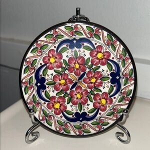 Ceraplat Decor Plate Hand-Painted Floral Wall Decor or Trinket Dish